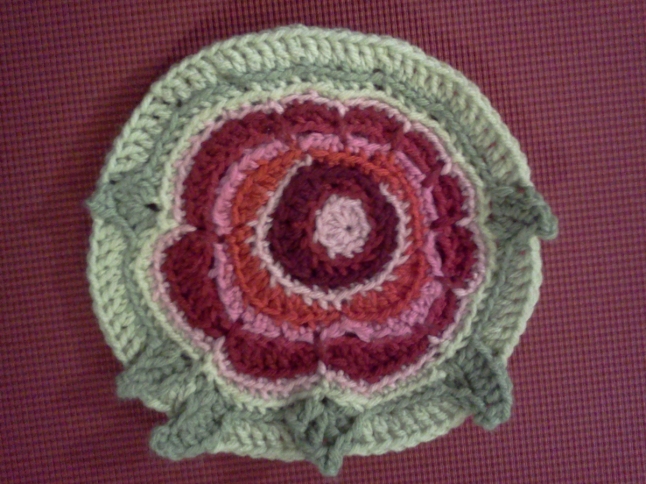 free-form crocheted rose motif